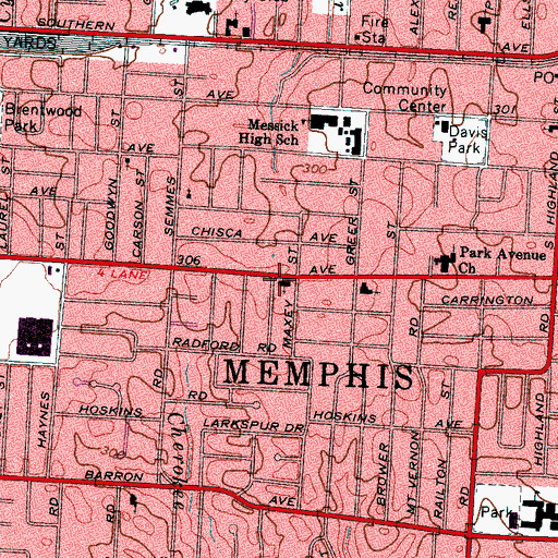 Topographic Map of Morning Star Church Worldwide Ministries, TN
