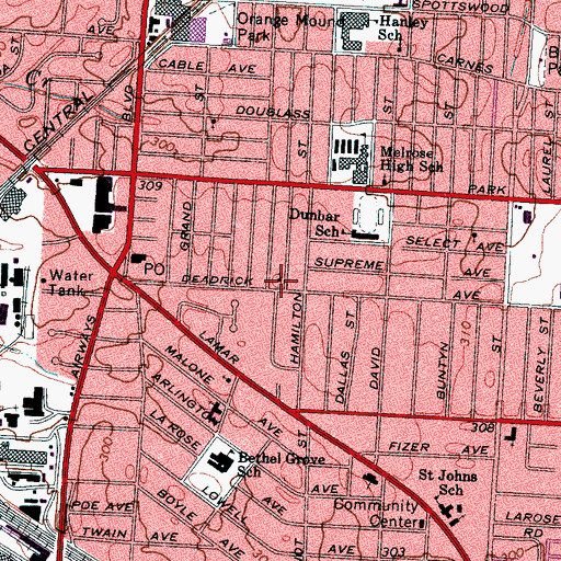 Topographic Map of Mount Bethel Baptist Church, TN