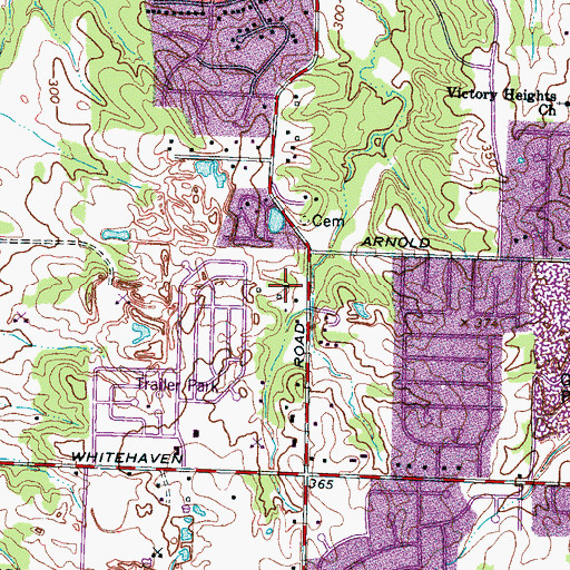 Topographic Map of Mount Olive Temple Church of The Living God Pentecostal Church, TN