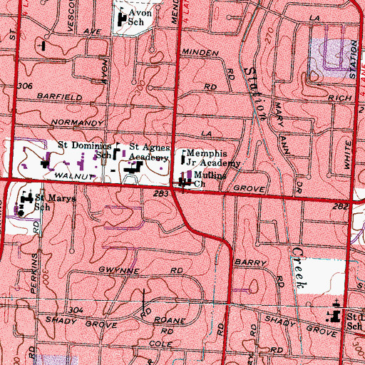 Topographic Map of Mullins United Methodist Church, TN