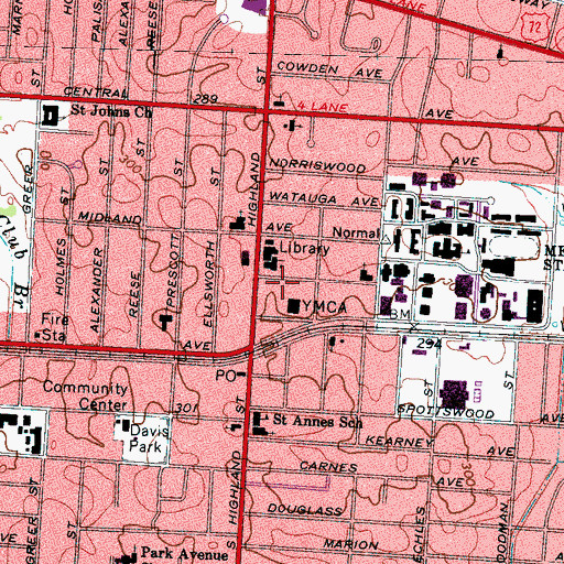 Topographic Map of Muslim Students Association of Memphis, TN