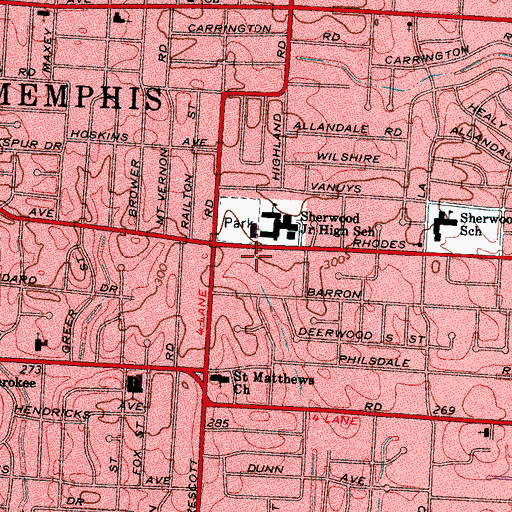 Topographic Map of New Antioch Missionary Baptist Church, TN