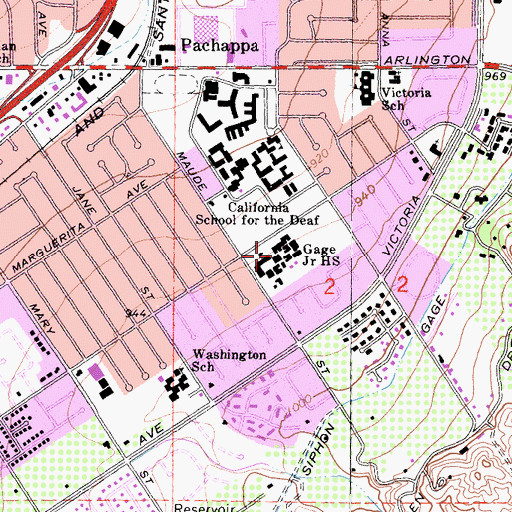 Topographic Map of Gage Middle School, CA