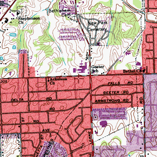 Topographic Map of New Highway Church of God In Christ, TN