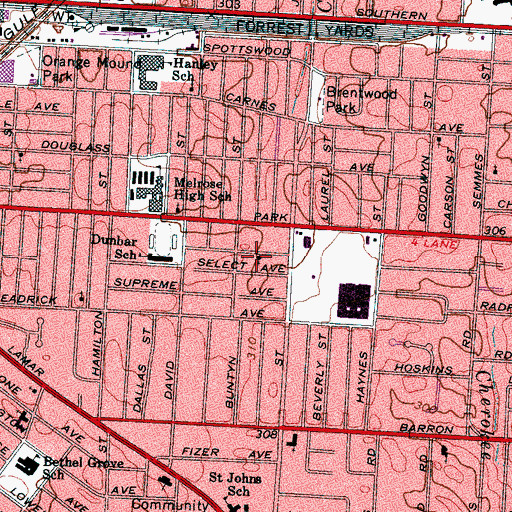 Topographic Map of New Hope Baptist Church, TN