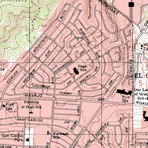 Topographic Map of Gage Elementary School, CA