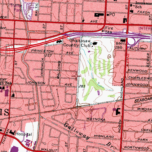 Topographic Map of New Vineyard Baptist Church, TN