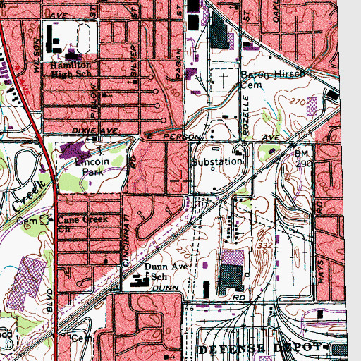 Topographic Map of Oak Hill Missionary Baptist Church, TN