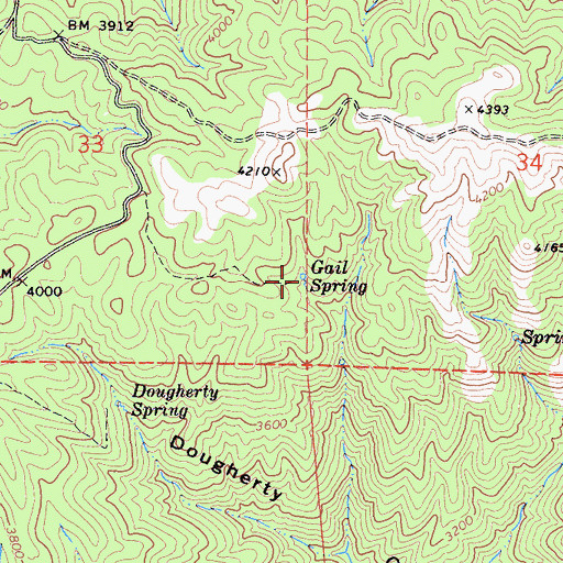 Topographic Map of Gail Spring, CA