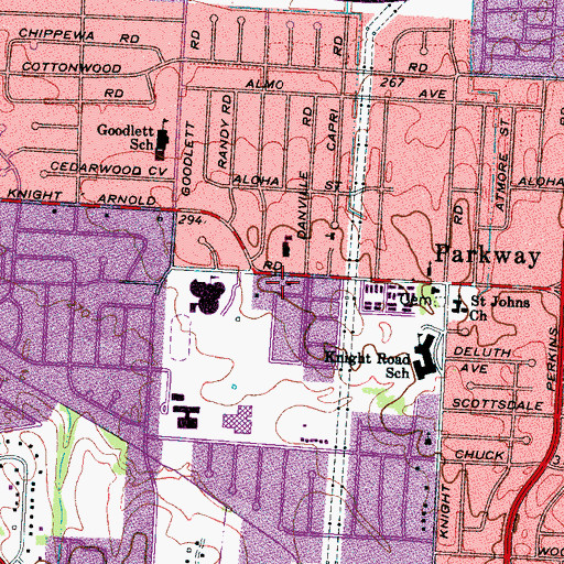 Topographic Map of Parkway Village Church of Christ, TN