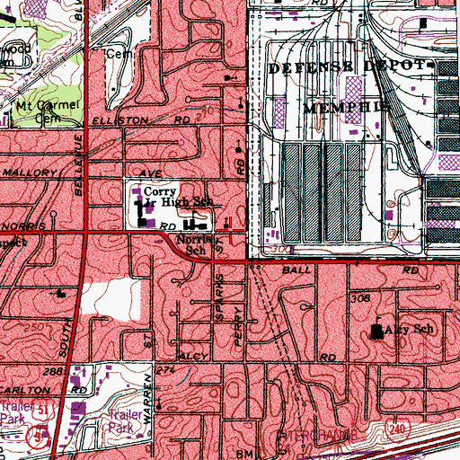 Topographic Map of Pentecostal Baptist Church, TN