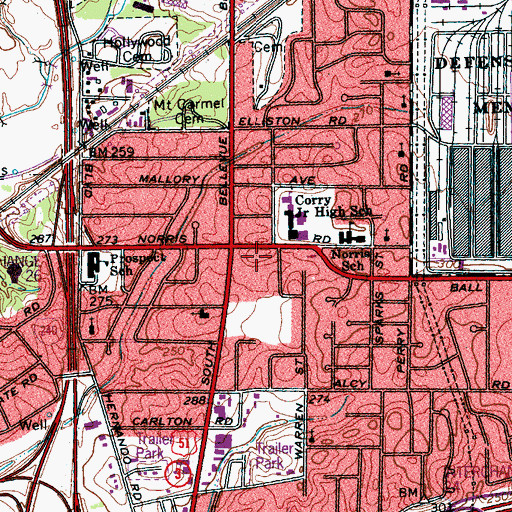 Topographic Map of Powerhouse Ministries Revival Center, TN