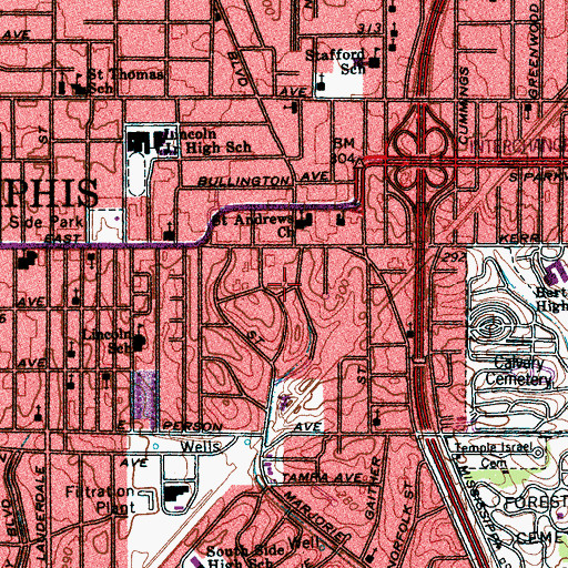 Topographic Map of Prince of Peace Missionary Baptist Church, TN