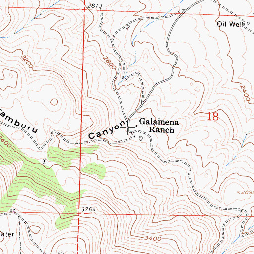Topographic Map of Galainena Ranch, CA