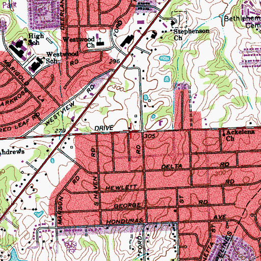 Topographic Map of Progessive Life Church, TN