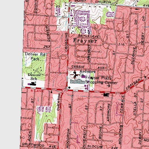 Topographic Map of Promised Land Baptist Church, TN