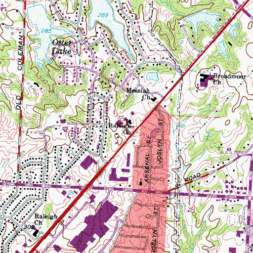 Topographic Map of Raleigh Assembly of God Church, TN