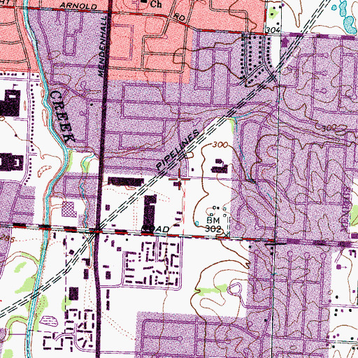 Topographic Map of Resurrection Catholic Church, TN