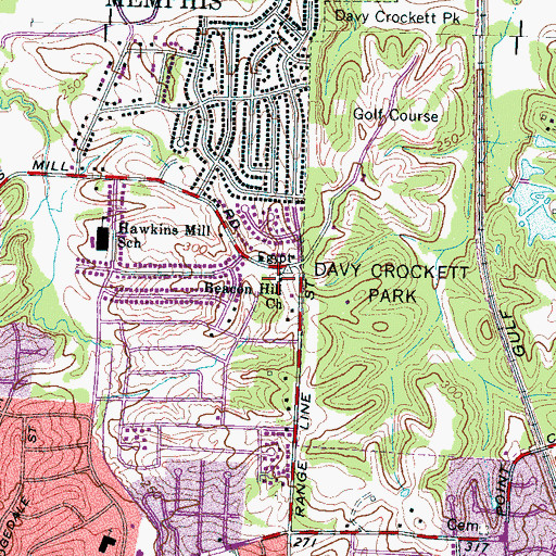 Topographic Map of Ridgegrove Church of Christ, TN