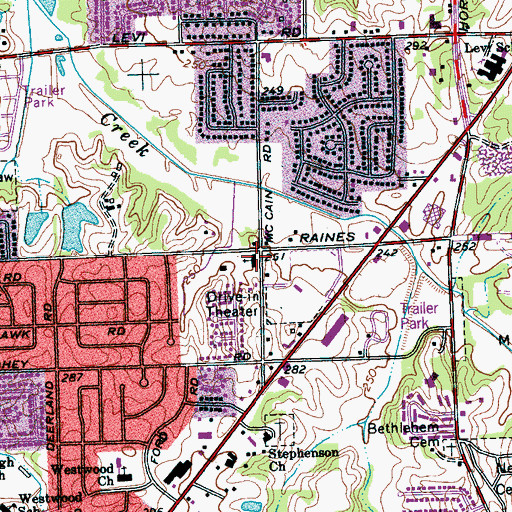 Topographic Map of Riverview Church of God In Christ, TN