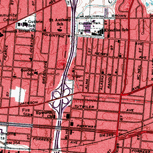 Topographic Map of Robert Temple Ministry Church of God in Christ, TN