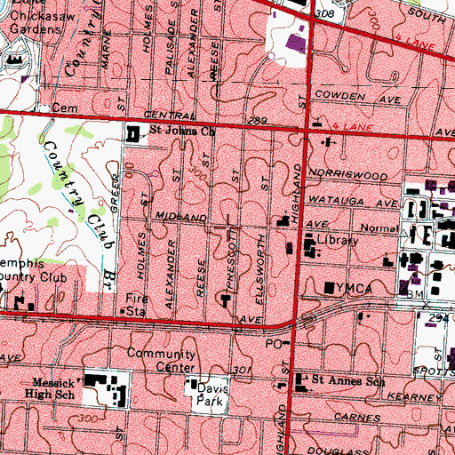 Topographic Map of Saint James Church, TN