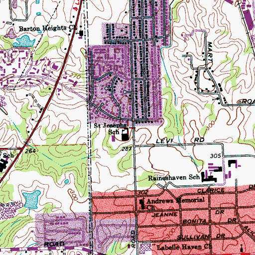 Topographic Map of Saint Joseph Catholic Church, TN
