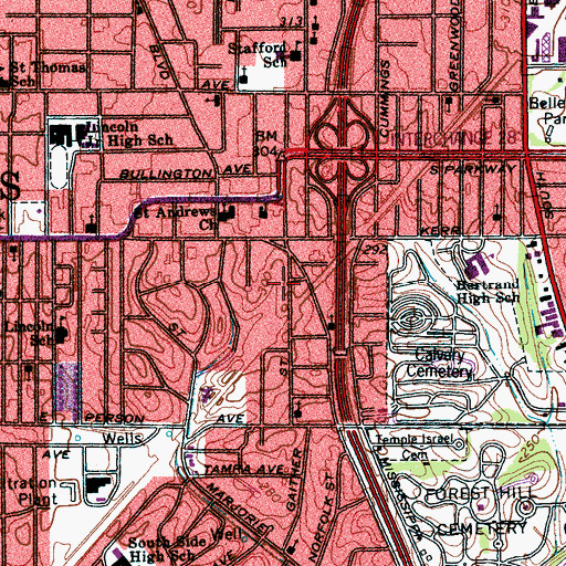 Topographic Map of Saint Mark Church of God in Christ, TN