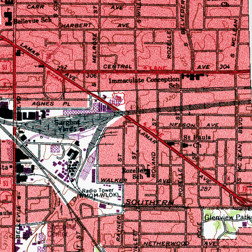 Topographic Map of Shelby County Inter-Faith Church, TN