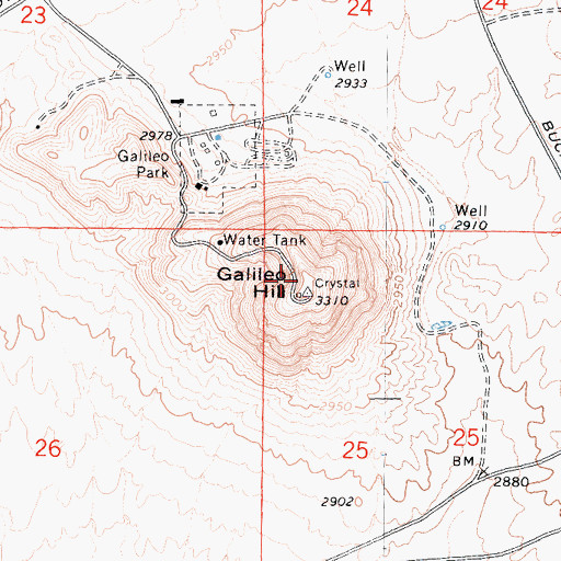 Topographic Map of Galileo Hill, CA