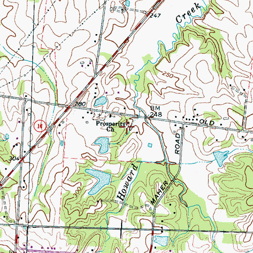 Topographic Map of Solid Rock Baptist Church, TN