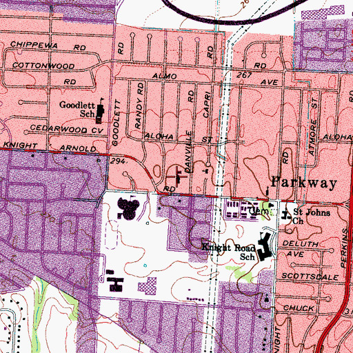 Topographic Map of Southland Baptist Church, TN