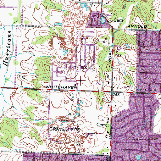 Topographic Map of Tchulahoma Baptist Church, TN