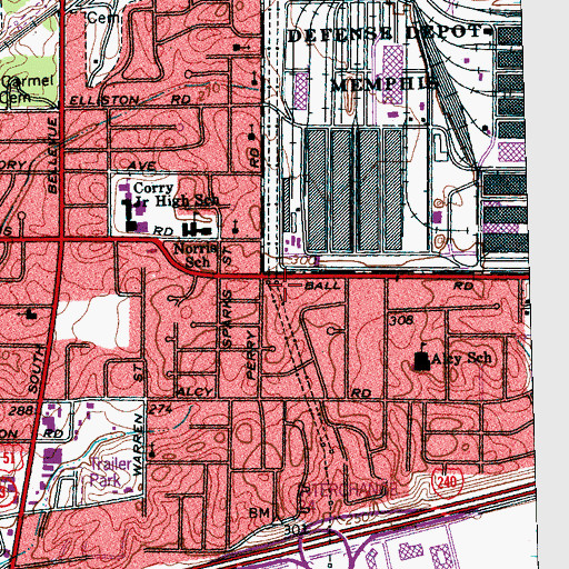 Topographic Map of Temple of Christ Baptist Church, TN