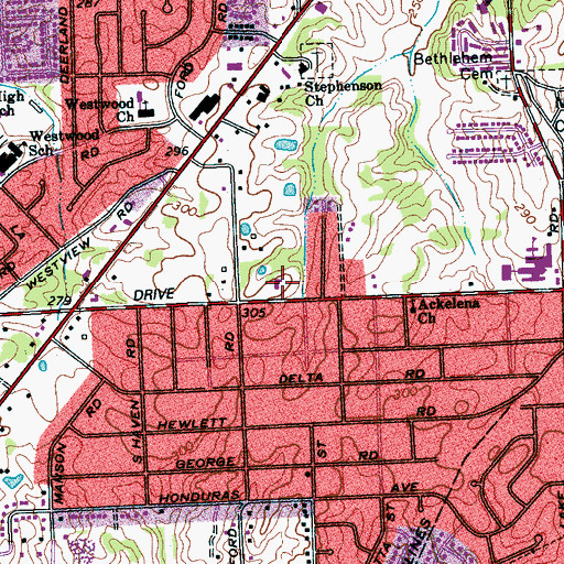 Topographic Map of Testament of Hope Community Baptist Church, TN