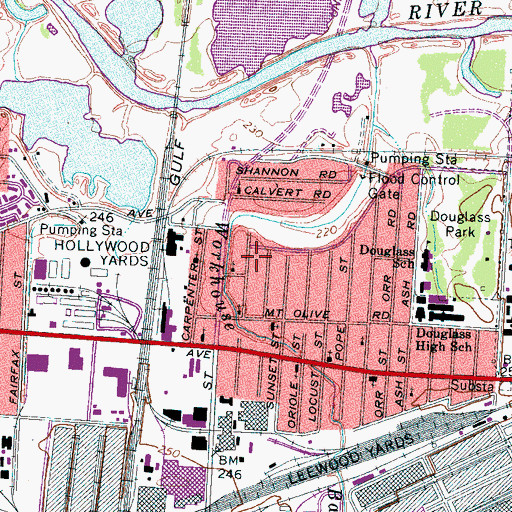 Topographic Map of Travelers Rest Baptist Church, TN