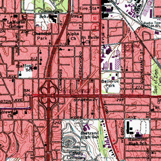 Topographic Map of Trigg Avenue Church of Christ, TN