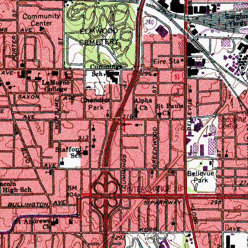 Topographic Map of True Believers Holiness Church, TN