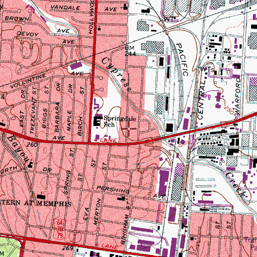 Topographic Map of True Bibleway Church of Memphis, TN