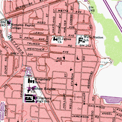 Topographic Map of True Divine Church of God in Christ, TN