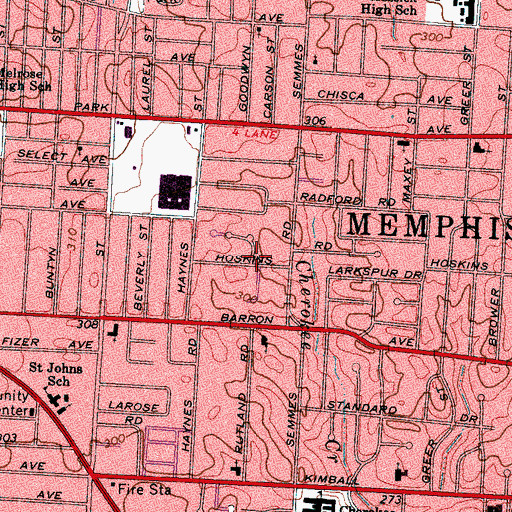 Topographic Map of True Liberty Baptist Church, TN