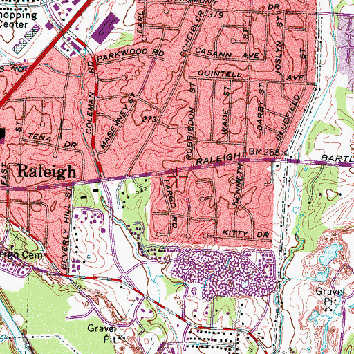 Topographic Map of True Light Baptist Church, TN