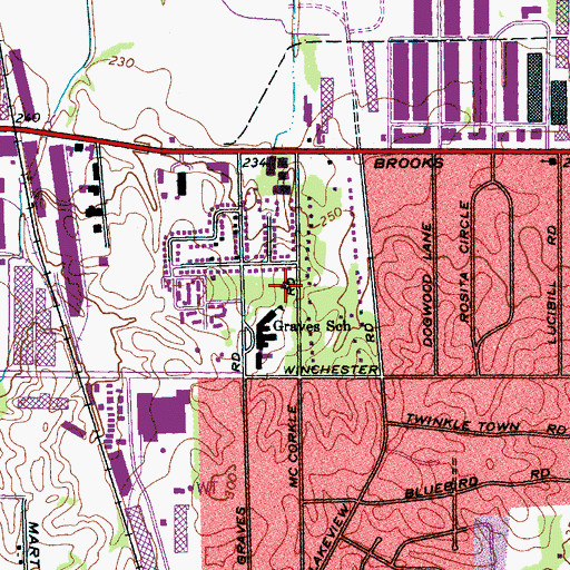 Topographic Map of Unity Christian Church, TN