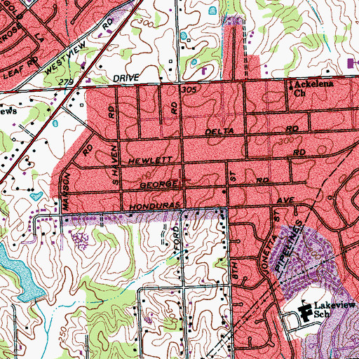 Topographic Map of Walls Chapel Church of God in Christ, TN