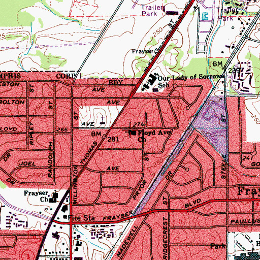 Topographic Map of Word of Life Seventh Day Adventist Church, TN