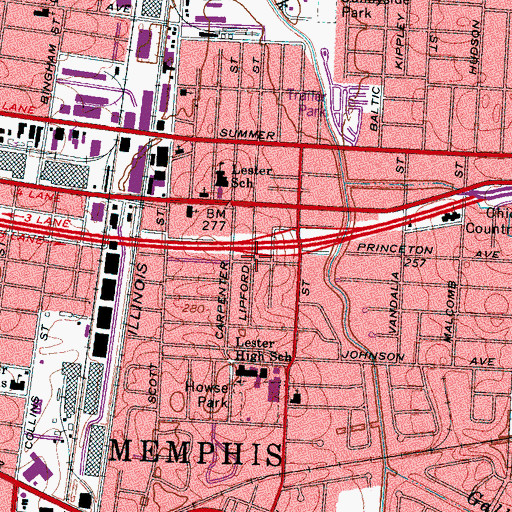 Topographic Map of Zion Temple Church of God In Christ, TN