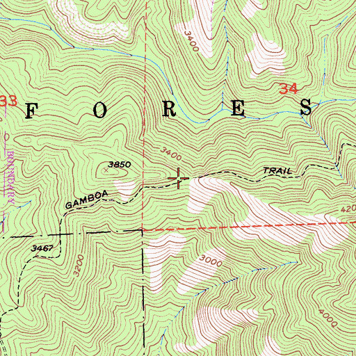 Topographic Map of Gamboa Trail, CA