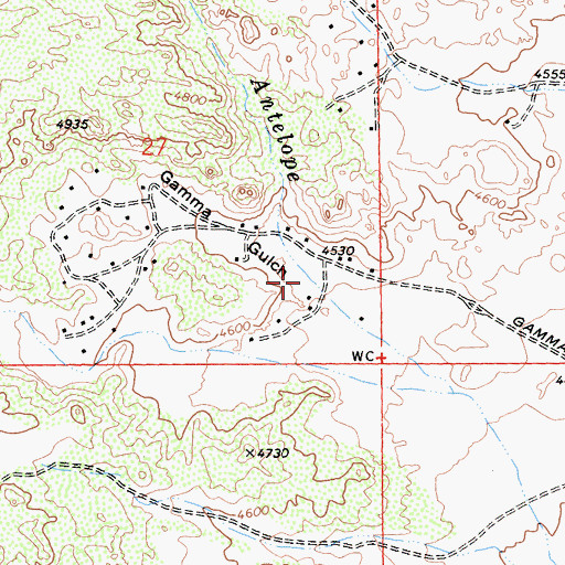 Topographic Map of Gamma Gulch, CA