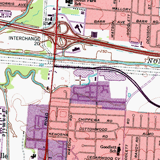 Topographic Map of American Way Shopping Center, TN