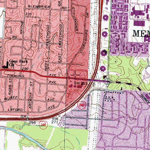 Topographic Map of Balmoral Shopping Center, TN